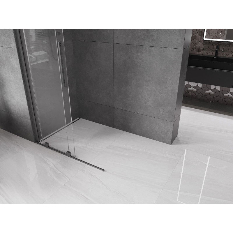 Mexen Velar sliding shower wall Walk-in 75 x 200 cm, transparent 8 mm, brushed gun gray - 871-075-000-03-66