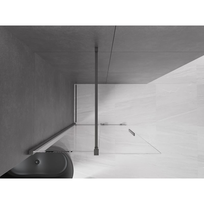 Mexen Velar sliding shower panel Walk-in 75 x 200 cm, transparent 8 mm, gun gray brushed - 871-075-000-03-66