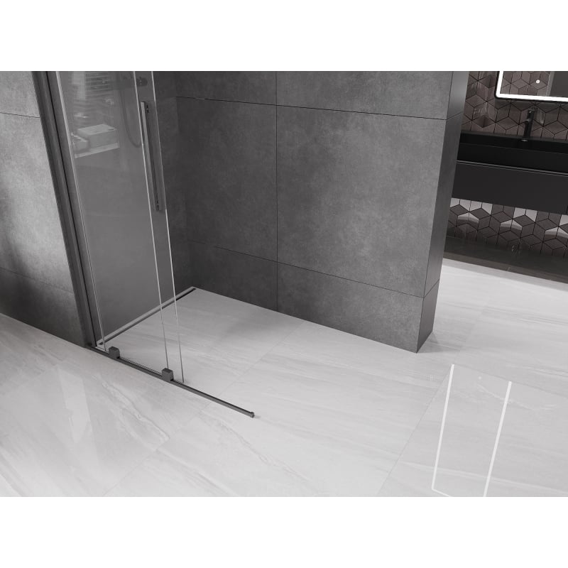 Mexen Velar Sliding Shower Wall Walk-in 85 x 200 cm, Transparent 8 mm, Brushed Gun Gray - 871-085-000-03-66