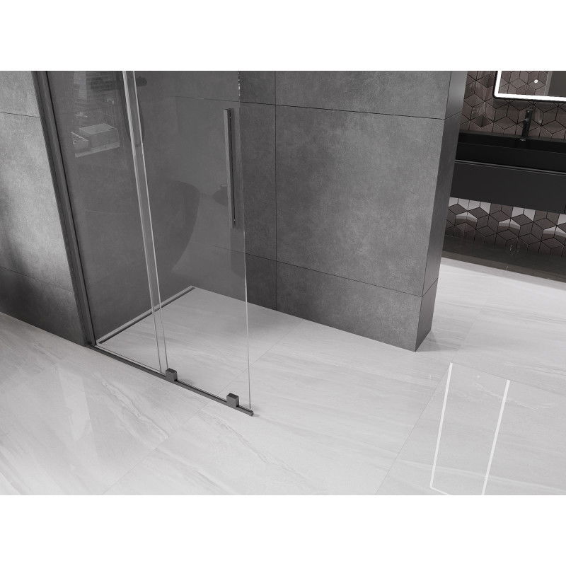 Mexen Velar sliding shower panel Walk-in 120 x 200 cm, transparent 8 mm, brushed gun gray - 871-120-000-03-66