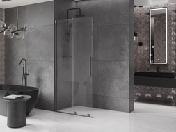 Mexen Velar Walk-in Sliding Shower Wall 120 x 200 cm, Transparent 8 mm, Brushed Gun Gray - 871-120-000-03-66