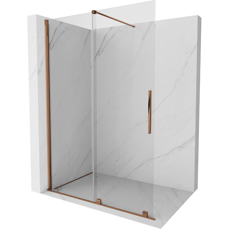 Mexen Velar sliding shower wall Walk-in 130 x 200 cm, transparent 8 mm, pink gold - 871-130-000-03-60
