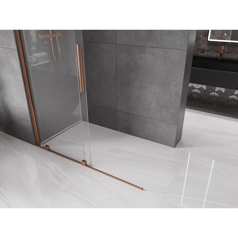 Mexen Velar sliding walk-in shower panel 130 x 200 cm, transparent 8 mm, rose gold - 871-130-000-03-60