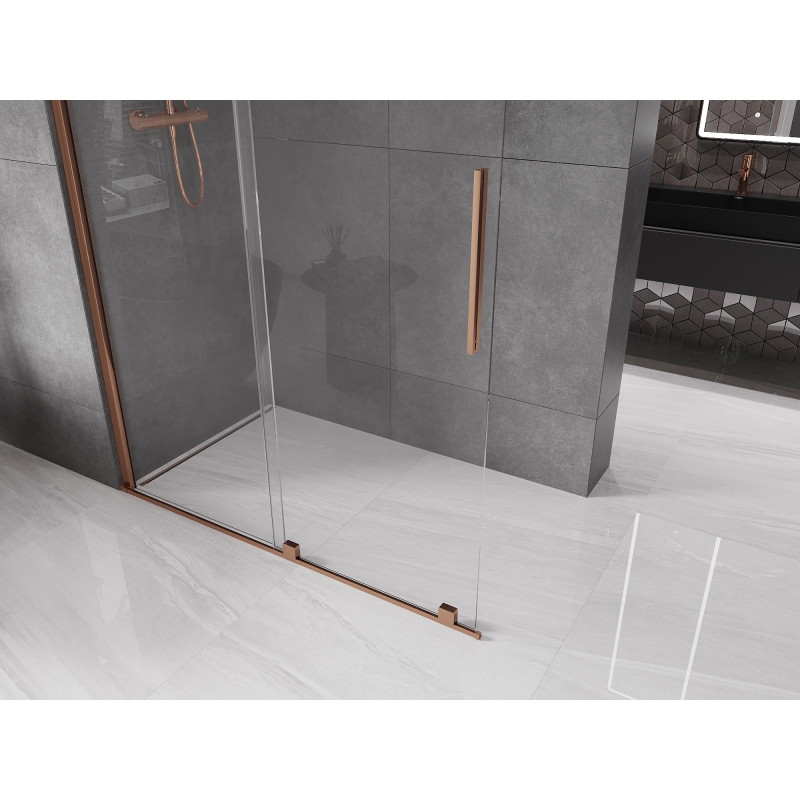 Mexen Velar sliding walk-in shower panel 130 x 200 cm, transparent 8 mm, rose gold - 871-130-000-03-60
