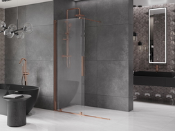 Mexen Velar Walk-in Shower Screen 130 x 200 cm, Transparent 8 mm, Rose Gold - 871-130-000-03-60