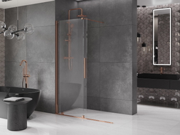 Mexen Velar Walk-in Sliding Shower Wall 130 x 200 cm, Transparent 8 mm, Rose Gold - 871-130-000-03-60