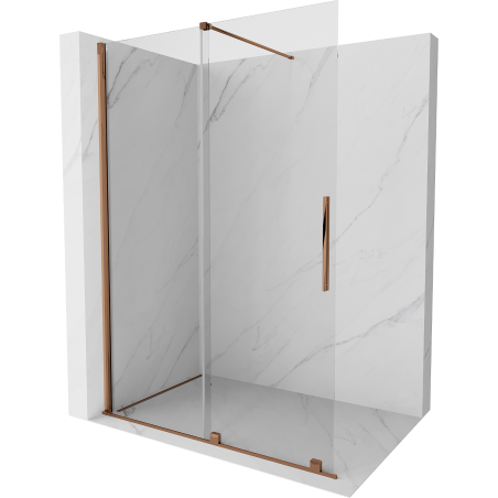 Mexen Velar sliding shower wall Walk-in 140 x 200 cm, transparent 8 mm, rose gold - 871-140-000-03-60