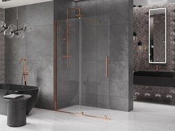 Mexen Velar sliding shower wall Walk-in 140 x 200 cm, transparent 8 mm, rose gold - 871-140-000-03-60