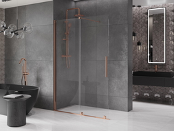 Mexen Velar Walk-in Shower Screen 140 x 200 cm, Transparent 8 mm, Rose Gold - 871-140-000-03-60