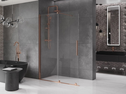 Mexen Velar Walk-in sliding shower wall 140 x 200 cm, transparent 8 mm, rose gold - 871-140-000-03-60