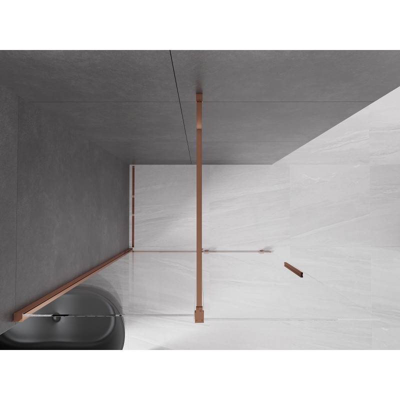 Mexen Velar Walk-in sliding shower wall 140 x 200 cm, transparent 8 mm, rose gold - 871-140-000-03-60