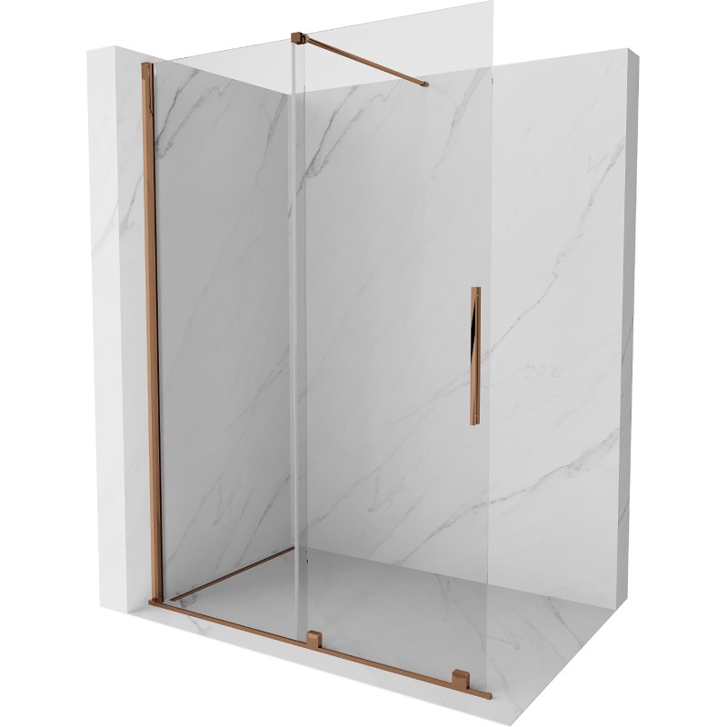 Mexen Velar sliding Walk-in shower wall 150 x 200 cm, transparent 8 mm, rose gold - 871-150-000-03-60