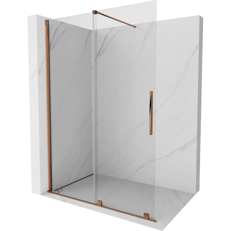 Mexen Velar Walk-in Shower Screen 150 x 200 cm, Transparent 8 mm, Rose Gold - 871-150-000-03-60