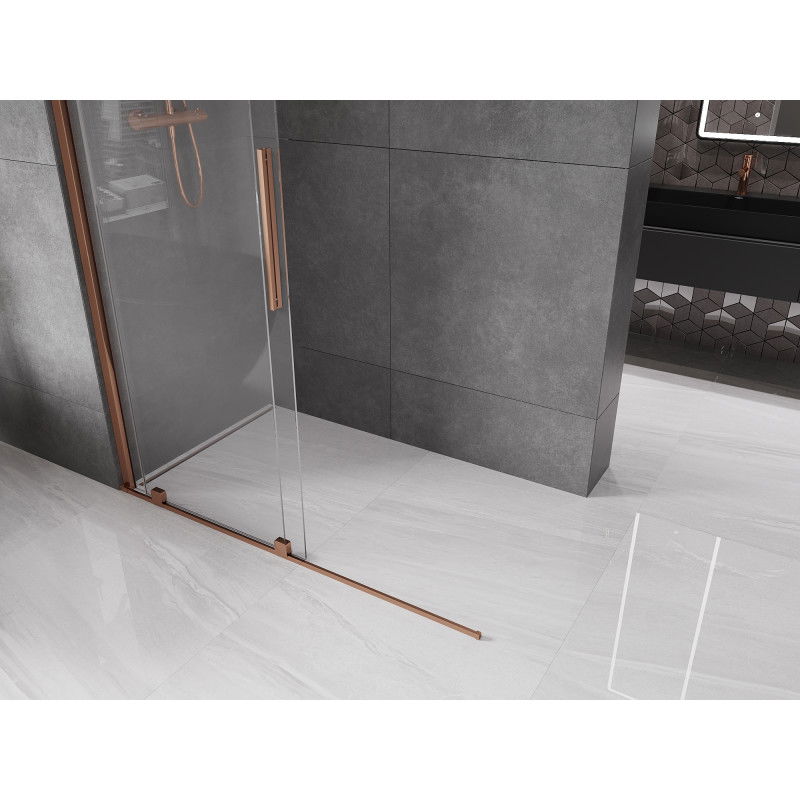 Mexen Velar sliding shower wall Walk-in 160 x 200 cm, transparent 8 mm, rose gold - 871-160-000-03-60