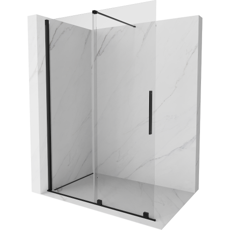 Mexen Velar Walk-in Shower Panel 140 x 200 cm, Transparent 8 mm, Black - 871-140-000-03-70