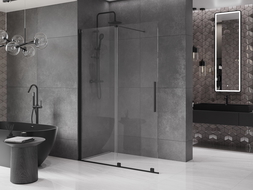 Mexen Velar Walk-in Shower Panel 140 x 200 cm, Transparent 8 mm, Black - 871-140-000-03-70