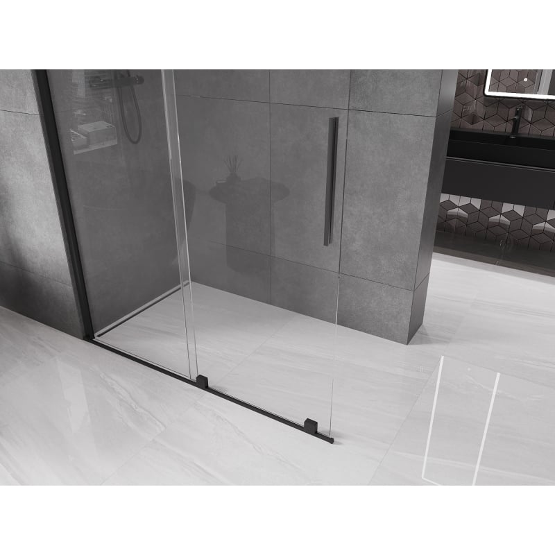 Mexen Velar sliding shower wall Walk-in 150 x 200 cm, transparent 8 mm, black - 871-150-000-03-70