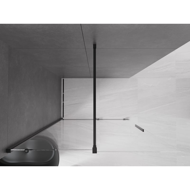 Mexen Velar sliding shower wall Walk-in 160 x 200 cm, transparent 8 mm, black - 871-160-000-03-70