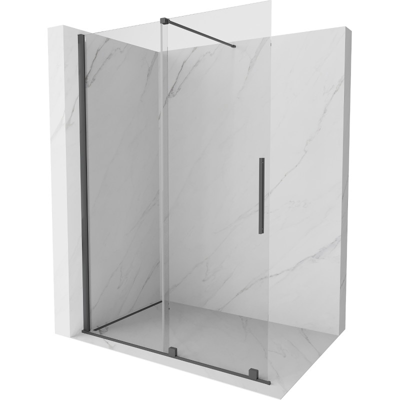 Mexen Velar sliding shower wall Walk-in 130 x 200 cm, transparent 8 mm, gun gray brushed - 871-130-000-03-66