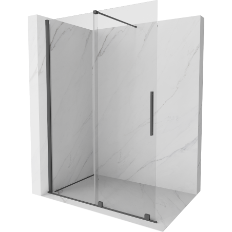 Mexen Velar sliding walk-in shower screen 130 x 200 cm, transparent 8 mm, brushed gun gray - 871-130-000-03-66