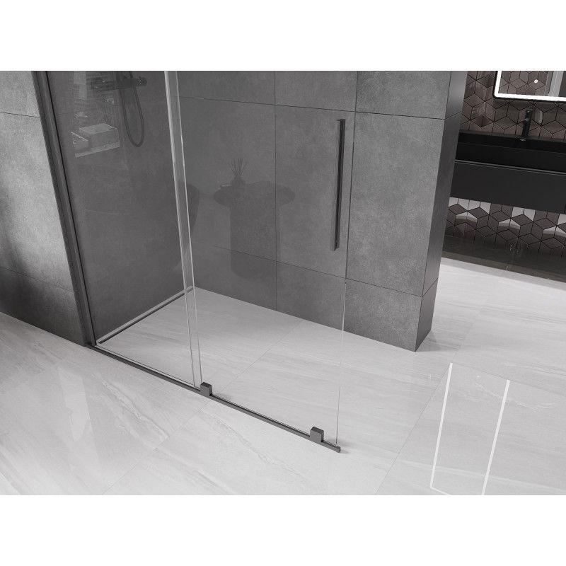 Mexen Velar sliding shower wall Walk-in 130 x 200 cm, transparent 8 mm, brushed gun gray - 871-130-000-03-66