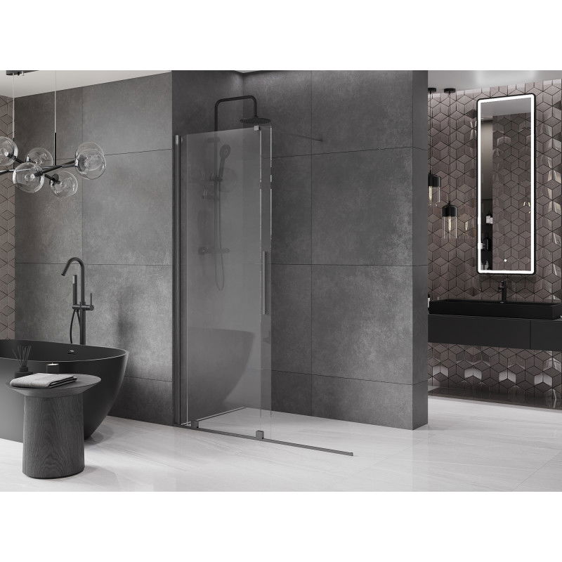 Mexen Velar sliding shower wall Walk-in 130 x 200 cm, transparent 8 mm, brushed gun gray - 871-130-000-03-66