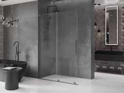Mexen Velar Sliding Walk-in Shower Panel 150 x 200 cm, Transparent 8 mm, Brushed Gun Gray - 871-150-000-03-66