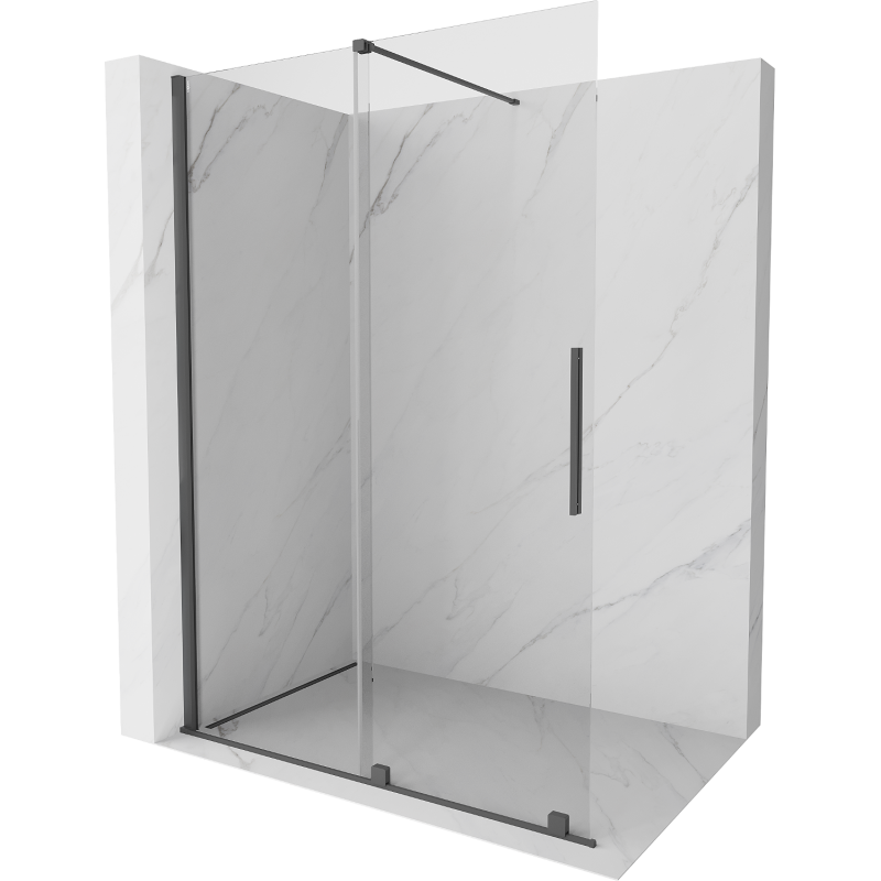 Mexen Velar sliding shower wall Walk-in 160 x 200 cm, transparent 8 mm, brushed gun gray - 871-160-000-03-66