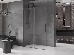 Mexen Velar sliding shower wall Walk-in 160 x 200 cm, transparent 8 mm, brushed gun gray - 871-160-000-03-66