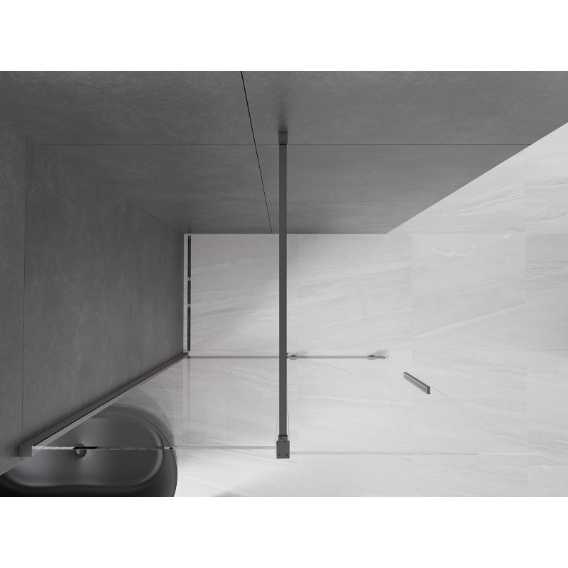 Mexen Velar sliding walk-in shower wall 160 x 200 cm, transparent 8 mm, brushed gun gray - 871-160-000-03-66