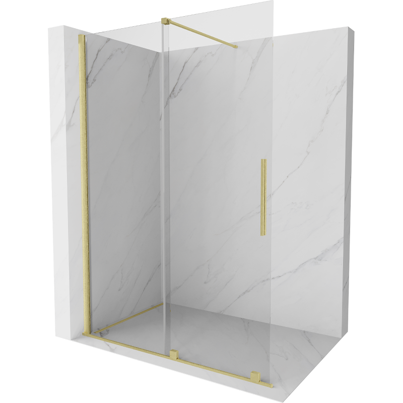 Mexen Velar Walk-in Shower Screen 130 x 200 cm, Transparent 8 mm, Brushed Gold - 871-130-000-03-55