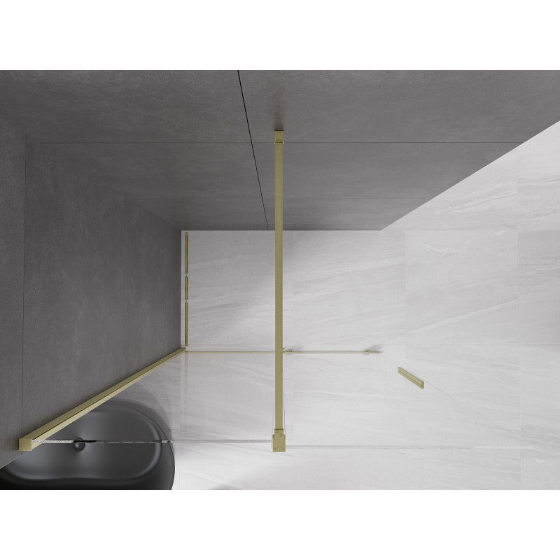 Mexen Velar sliding shower wall Walk-in 130 x 200 cm, transparent 8 mm, brushed gold - 871-130-000-03-55