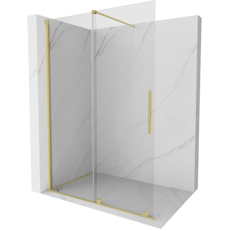 Mexen Velar Walk-in Shower Wall, 140 x 200 cm, Transparent 8 mm, Brushed Gold - 871-140-000-03-55