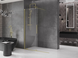 Mexen Velar Sliding Walk-in Shower Screen 140 x 200 cm, Transparent 8 mm, Brushed Gold - 871-140-000-03-55