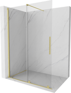 Mexen Velar Walk-in Sliding Shower Wall 160 x 200 cm, Transparent 8 mm, Brushed Gold - 871-160-000-03-55