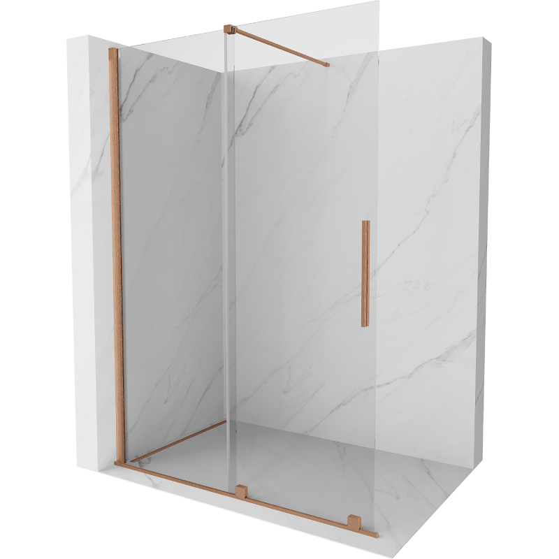 Mexen Velar Walk-in Shower Screen 130 x 200 cm, Transparent 8 mm, Brushed Brass - 871-130-000-03-65