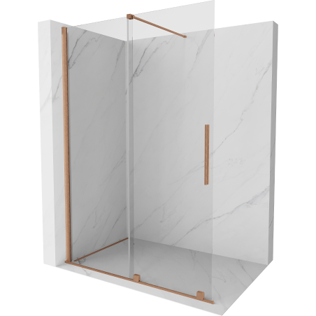 Mexen Velar Sliding Walk-in Shower Screen 130 x 200 cm, Transparent 8 mm, Brushed Copper - 871-130-000-03-65