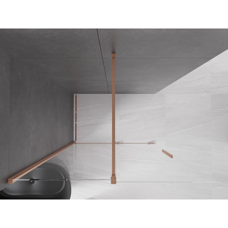 Mexen Velar Sliding Walk-in Shower Screen 130 x 200 cm, Transparent 8 mm, Brushed Copper - 871-130-000-03-65