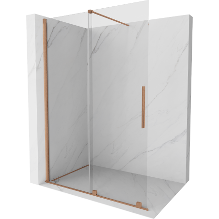 Mexen Velar sliding shower wall Walk-in 150 x 200 cm, transparent 8 mm, brushed copper - 871-150-000-03-65