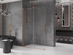 Mexen Velar sliding shower wall Walk-in 150 x 200 cm, transparent 8 mm, brushed copper - 871-150-000-03-65