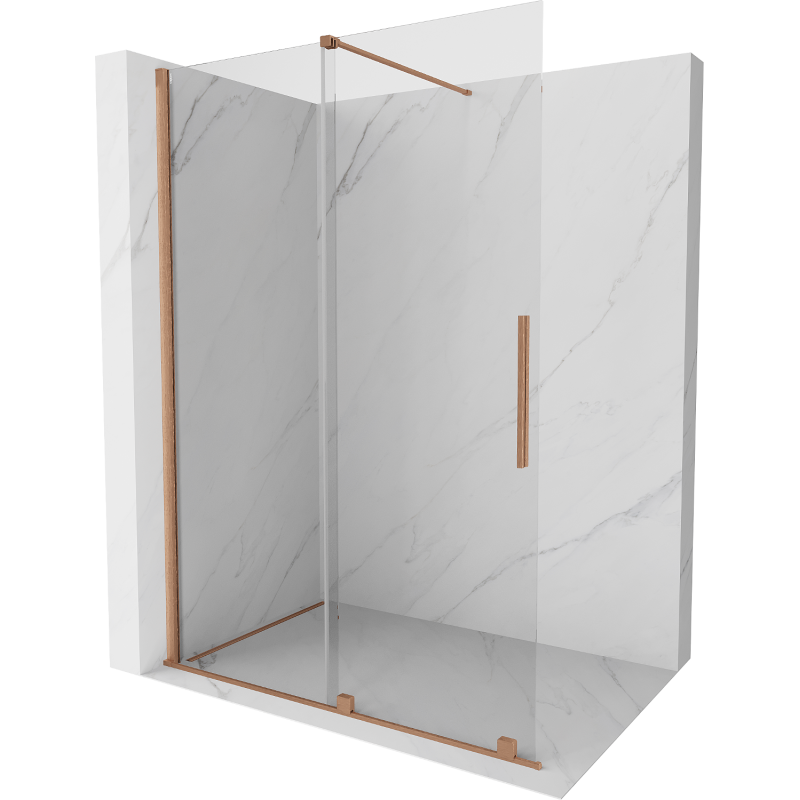 Mexen Velar Walk-in Shower Screen 160 x 200 cm, Transparent 8 mm, Brushed Copper - 871-160-000-03-65