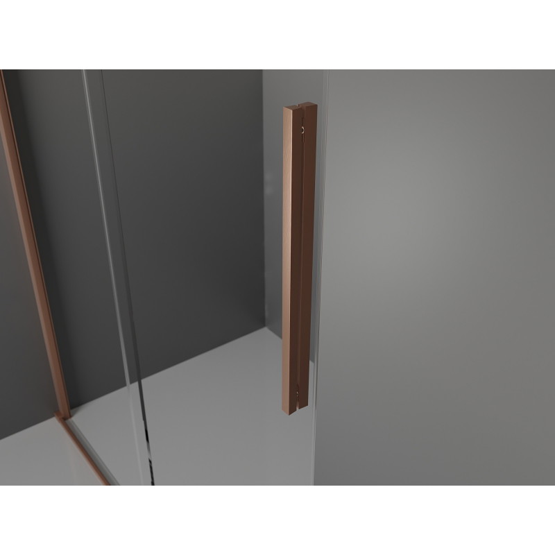 Mexen Velar Walk-in Sliding Shower Wall 160 x 200 cm, Transparent 8 mm, Brushed Copper - 871-160-000-03-65