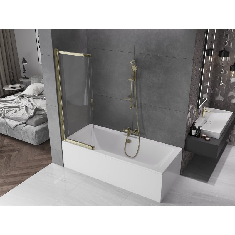 Mexen Fox 2-wing sliding shower screen 100 x 150 cm, transparent, gold - 891-100-002-50-00