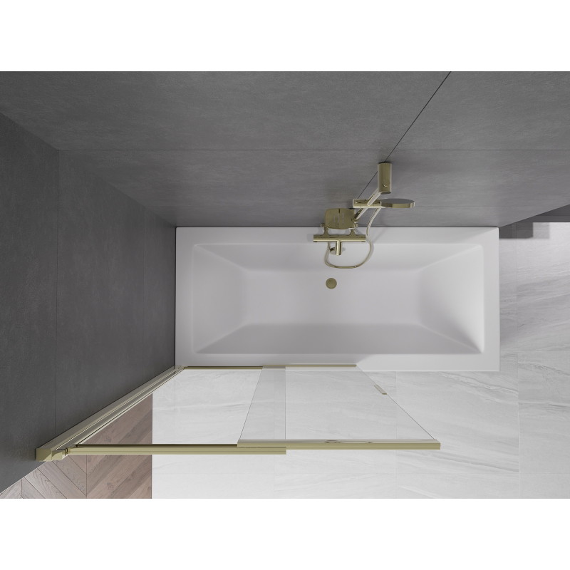 Mexen Fox 2-wing sliding bathtub screen 100 x 150 cm, transparent, gold - 891-100-002-50-00