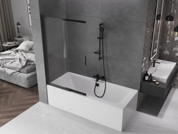 Mexen Fox 2-wing sliding bathtub screen 100 x 150 cm, transparent, black - 891-100-002-70-00