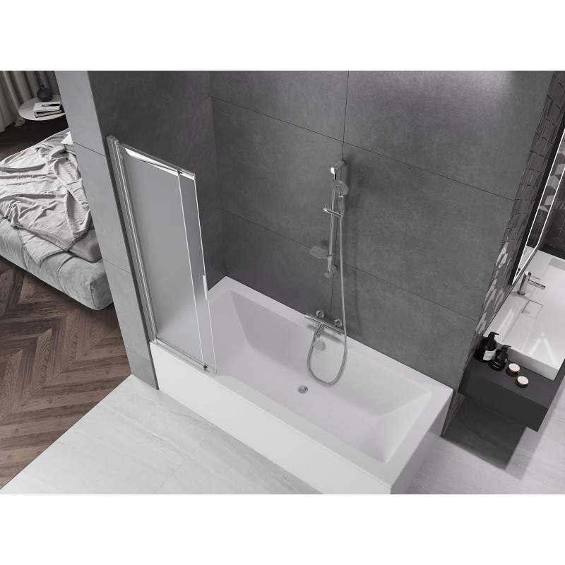 Mexen Fox 2-Panel Sliding Bathtub Screen 85 x 150 cm, Frosted, Chrome - 891-085-002-01-30