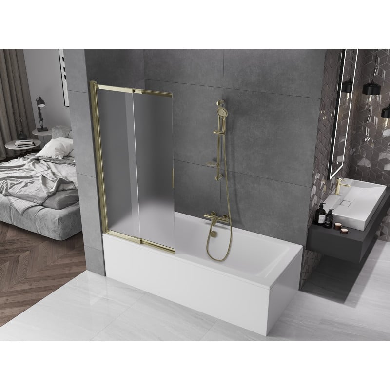 Mexen Fox 2-panel sliding bathtub screen 85 x 150 cm, frost, gold - 891-085-002-50-30