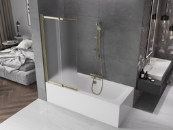 Mexen Fox 2-wing sliding bathtub screen 85 x 150 cm, frosted, gold - 891-085-002-50-30