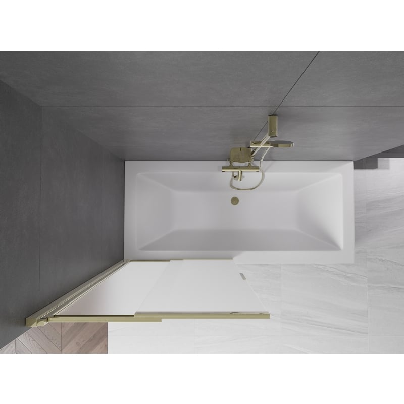 Mexen Fox 2-wing sliding bathtub screen 85 x 150 cm, frosted, gold - 891-085-002-50-30