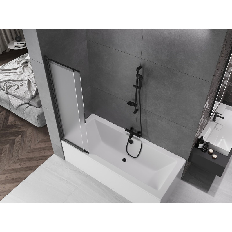 Mexen Fox 2-panel sliding bathtub screen 85 x 150 cm, frost, black - 891-085-002-70-30